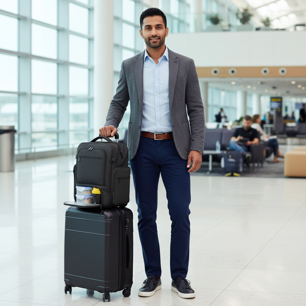 Airport travel with meal prep bag